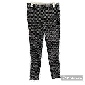 Jones New York Signature Pullon slim ankle pants black and white polkadot size L